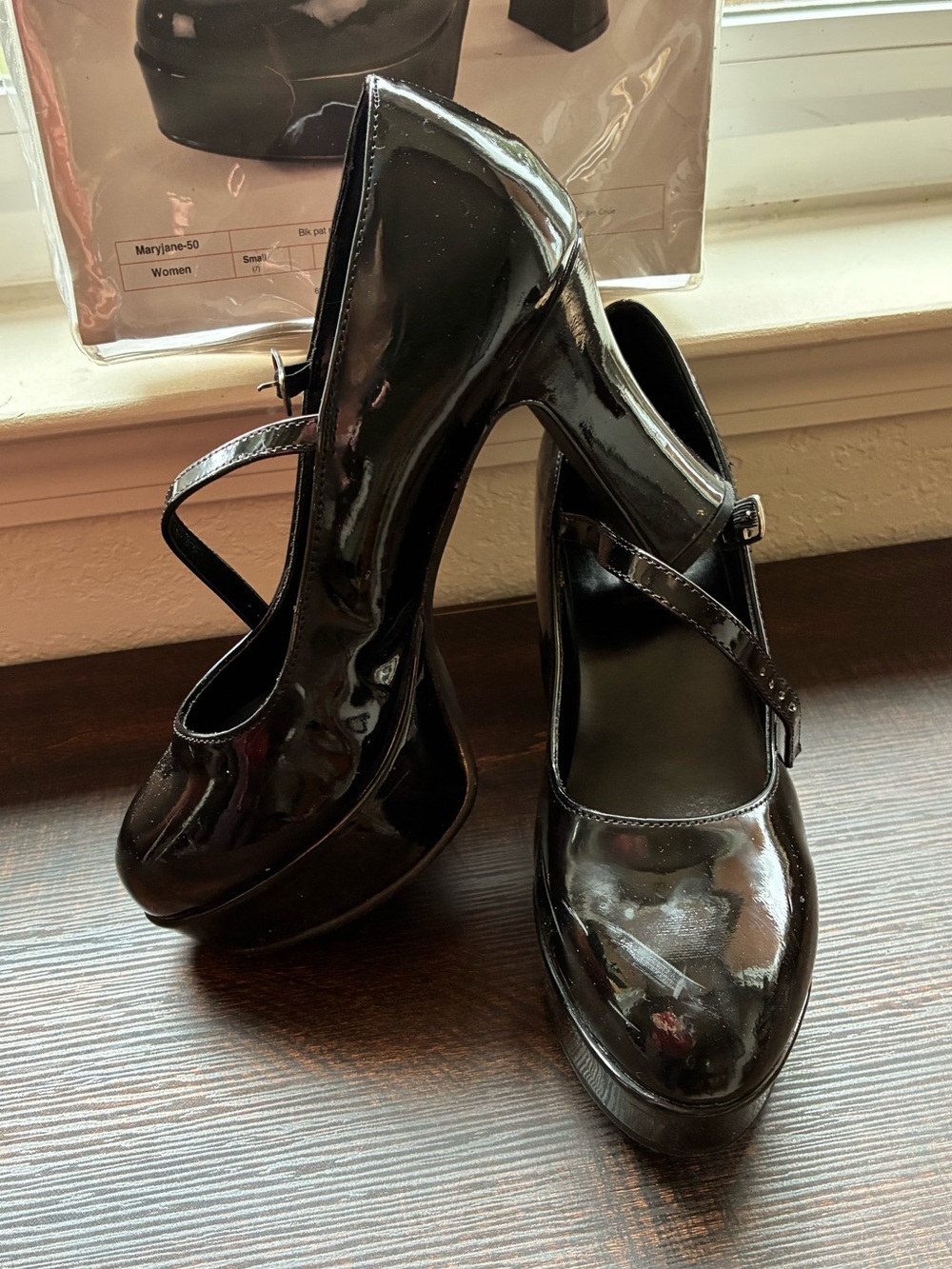Spirit Black Patent Leather Platform Mary Jane Heels Halloween Gothic Sexy SZ 10